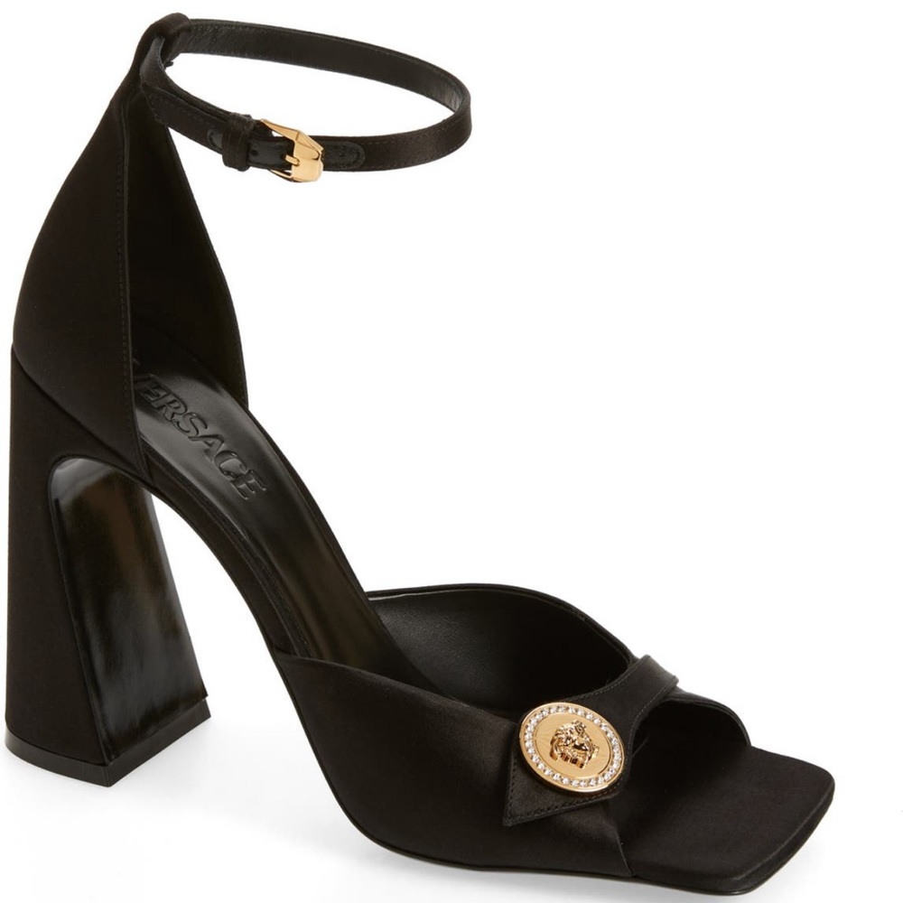 Versace Crystal Medusa Medallion Ankle Strap Sandal BRAND NEW